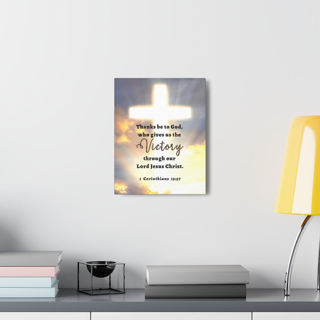 Scripture Walls Victory In Christ 1 Corinthians 15:57 Bible Verse Canvas Christian Wall Art Ready to Hang Unframed-Express Your Love Gifts