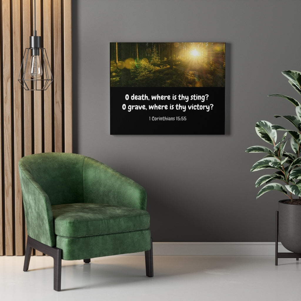 Scripture Walls Victory Over Death 1 Corinthians 15:55 Bible Verse Canvas Christian Wall Art Ready to Hang Unframed-Express Your Love Gifts