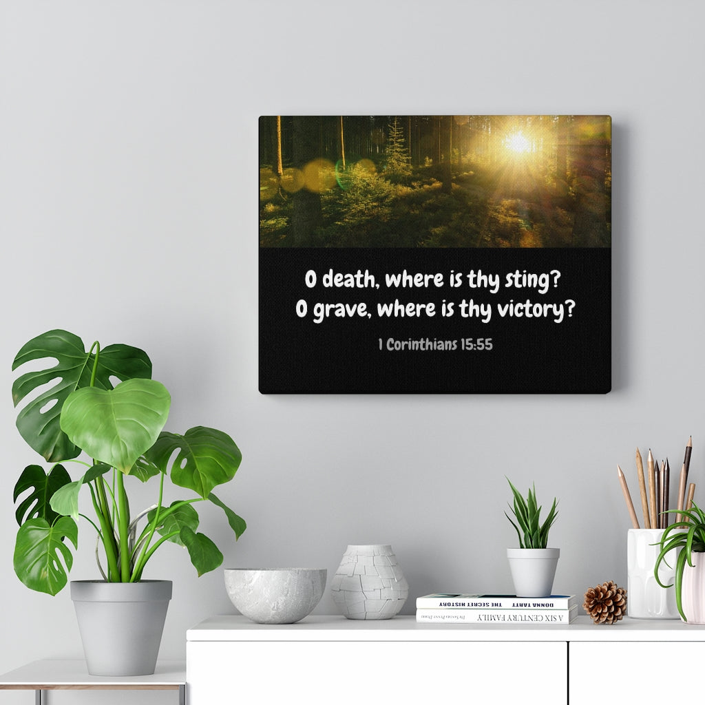 Scripture Walls Victory Over Death 1 Corinthians 15:55 Bible Verse Canvas Christian Wall Art Ready to Hang Unframed-Express Your Love Gifts