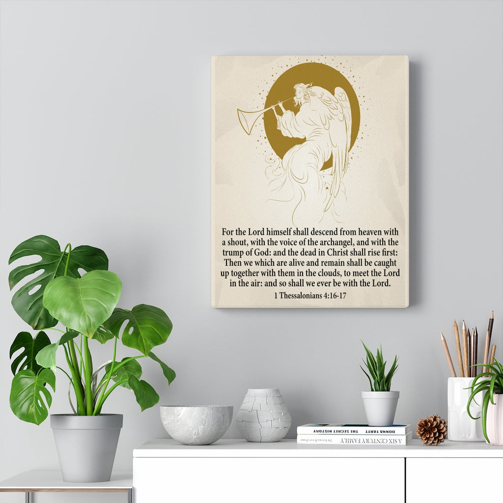 Scripture Walls Voice of the Archangel 1 Thessalonians 4:16-17 Bible Verse Canvas Christian Wall Art Ready to Hang Unframed-Express Your Love Gifts