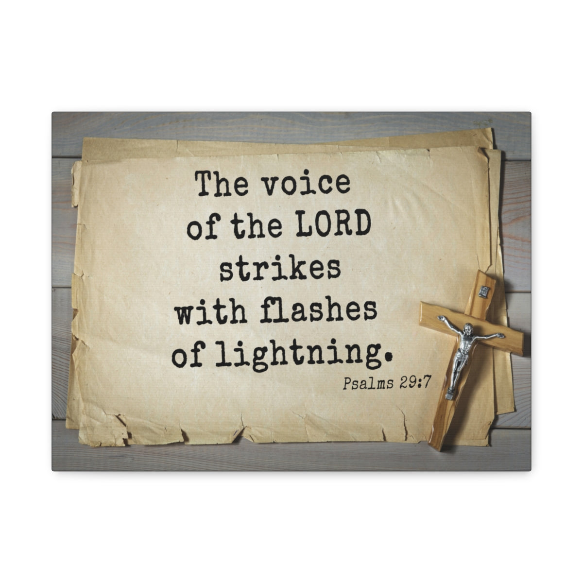 Scripture Walls Voice Of The Lord Psalms 29:7 Bible Verse Canvas Christian Wall Art Ready to Hang Unframed-Express Your Love Gifts