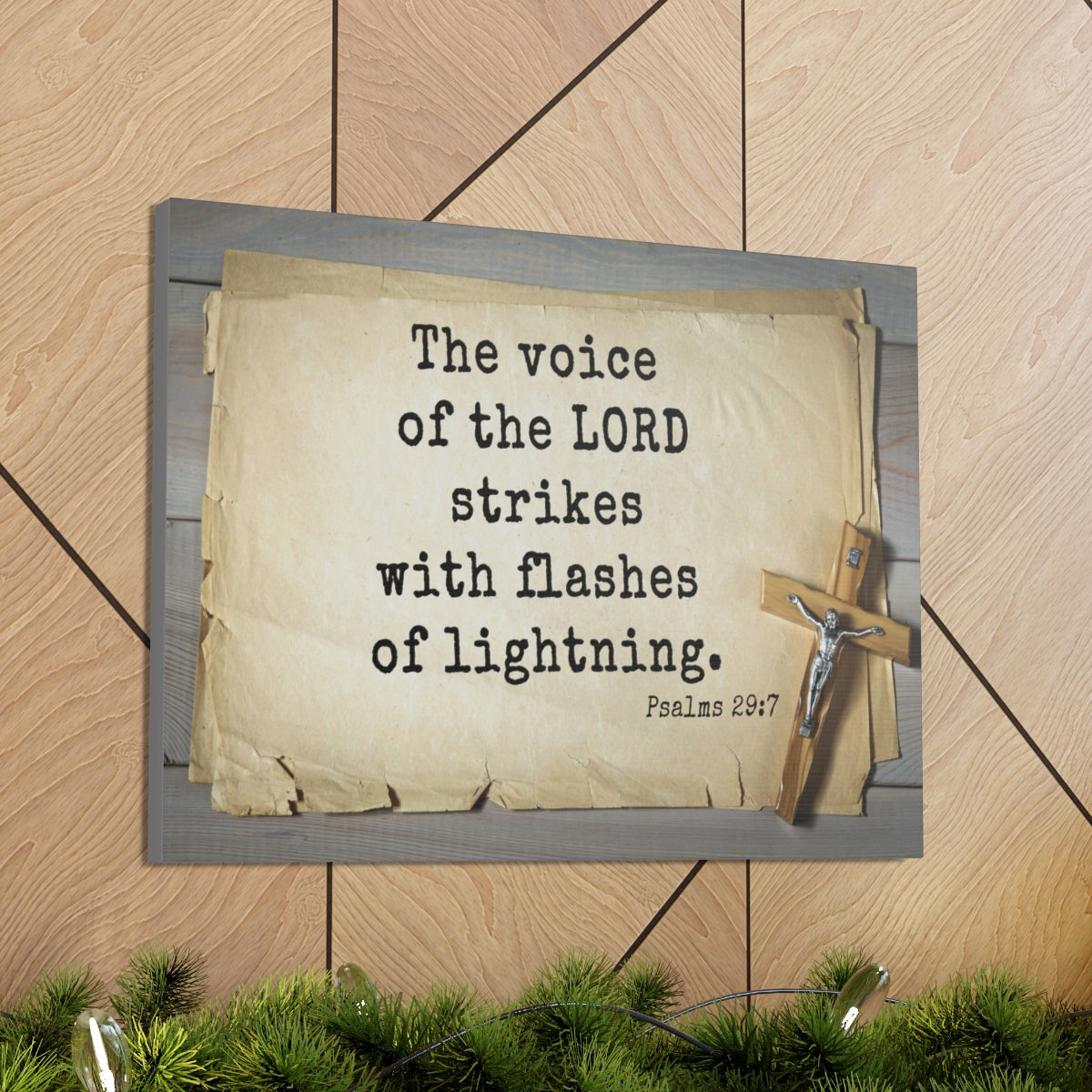 Scripture Walls Voice Of The Lord Psalms 29:7 Bible Verse Canvas Christian Wall Art Ready to Hang Unframed-Express Your Love Gifts