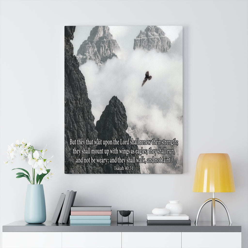 Scripture Walls Wait Upon the Lord Isaiah 40:31 Bible Verse Canvas Christian Wall Art Ready to Hang Unframed-Express Your Love Gifts