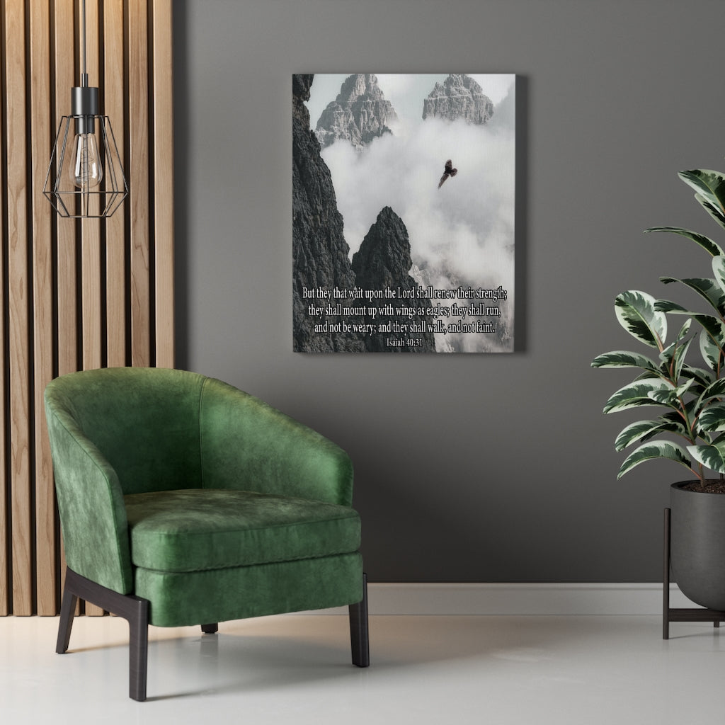 Scripture Walls Wait Upon the Lord Isaiah 40:31 Bible Verse Canvas Christian Wall Art Ready to Hang Unframed-Express Your Love Gifts