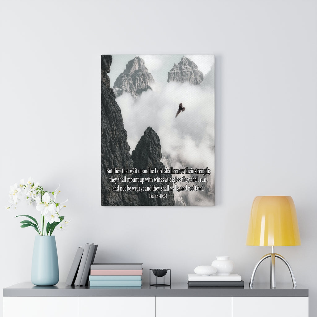 Scripture Walls Wait Upon the Lord Isaiah 40:31 Bible Verse Canvas Christian Wall Art Ready to Hang Unframed-Express Your Love Gifts
