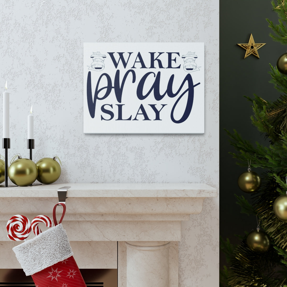 Scripture Walls Wake Pray & Slay Colossians 1:9 Christian Wall Art Print Ready to Hang Unframed-Express Your Love Gifts