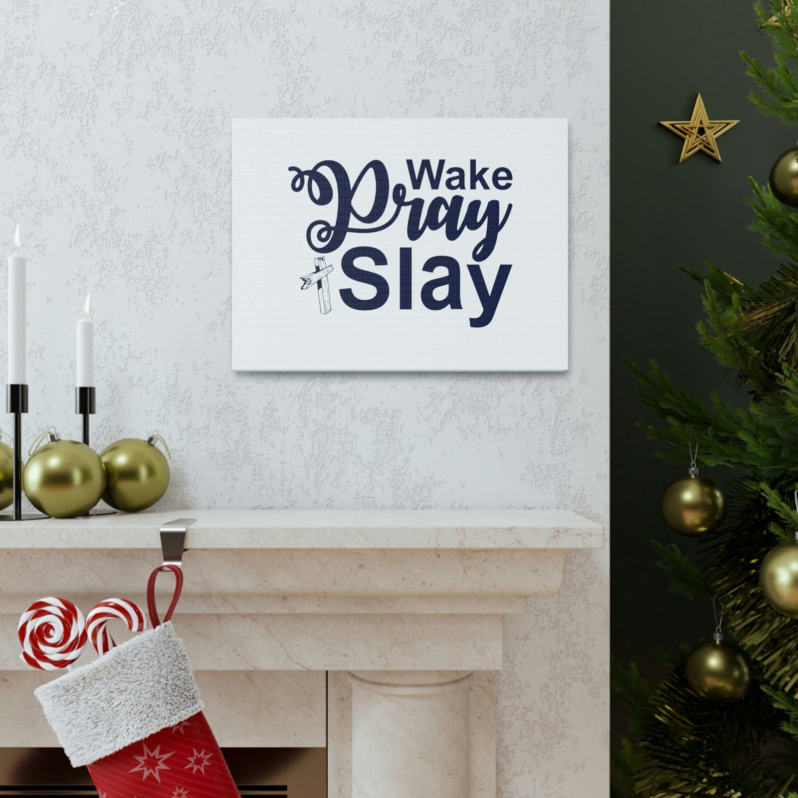 Scripture Walls Wake, Pray, Slay Ephesians 2:10 Christian Wall Art Bible Verse Print Ready to Hang Unframed-Express Your Love Gifts