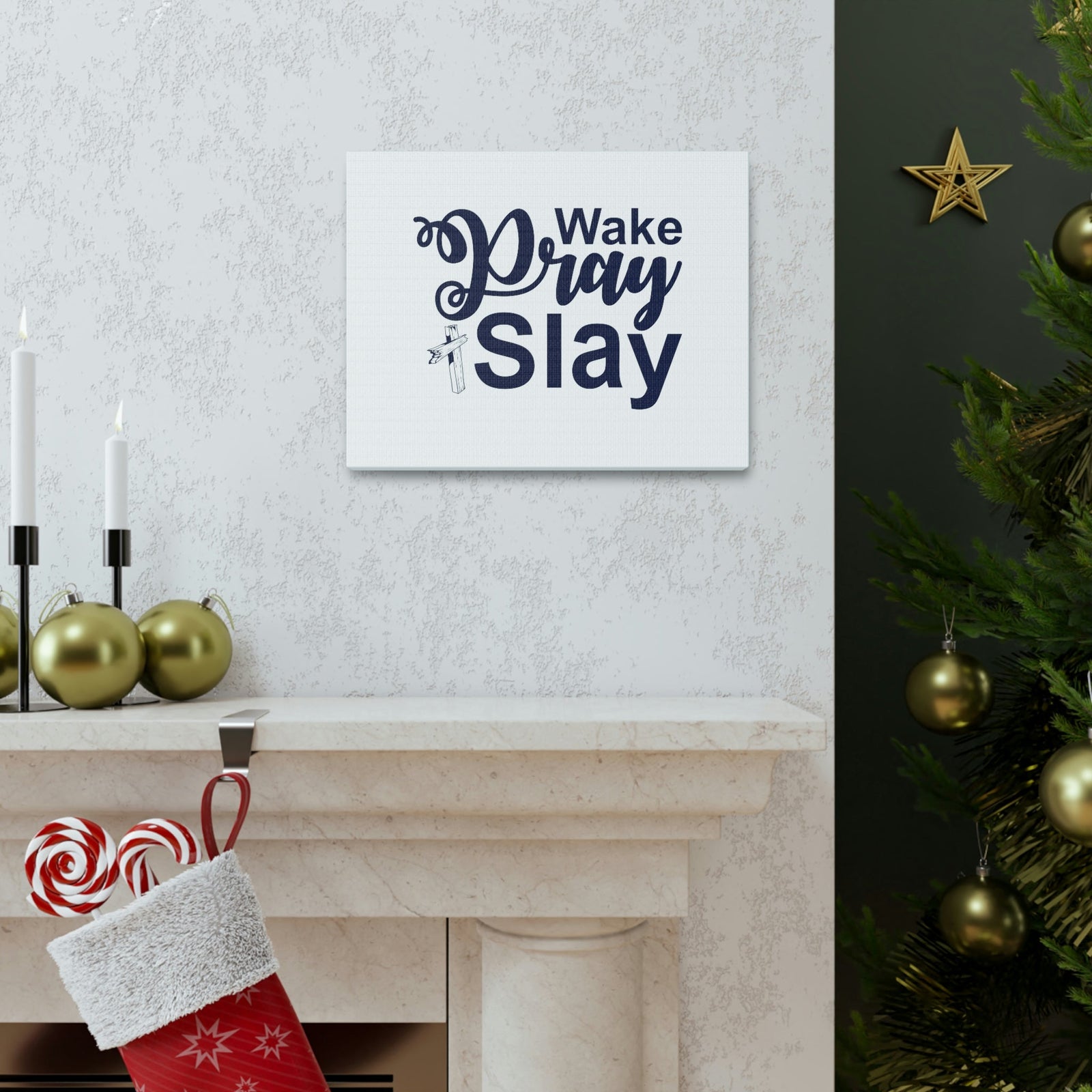 Scripture Walls Wake, Pray, Slay Ephesians 2:10 Christian Wall Art Bible Verse Print Ready to Hang Unframed-Express Your Love Gifts