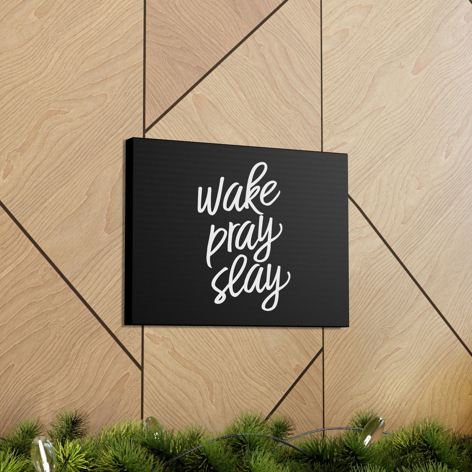Scripture Walls Wake, Pray, Slay Luke 21:36 Black Christian Wall Art Bible Verse Print Ready to Hang Unframed-Express Your Love Gifts