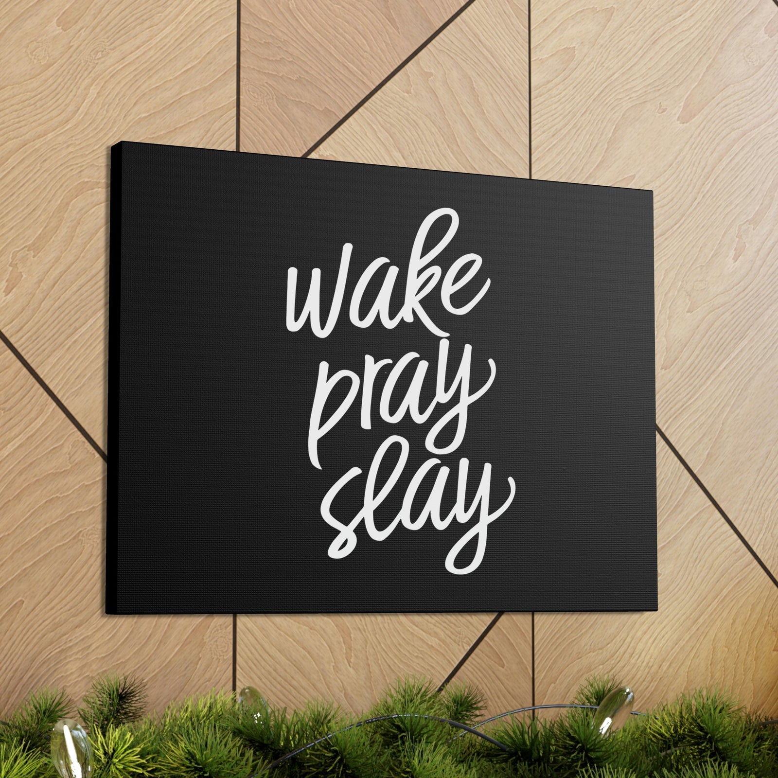 Scripture Walls Wake, Pray, Slay Luke 21:36 Black Christian Wall Art Bible Verse Print Ready to Hang Unframed-Express Your Love Gifts