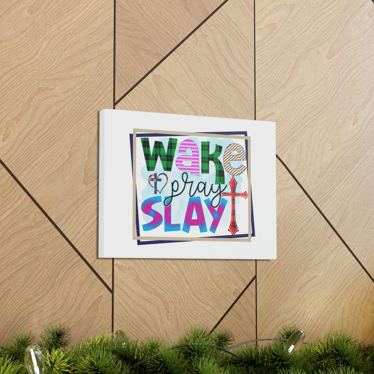 Scripture Walls Wake, Pray, Slay Luke 21:36 Square Christian Wall Art Bible Verse Print Ready to Hang Unframed-Express Your Love Gifts