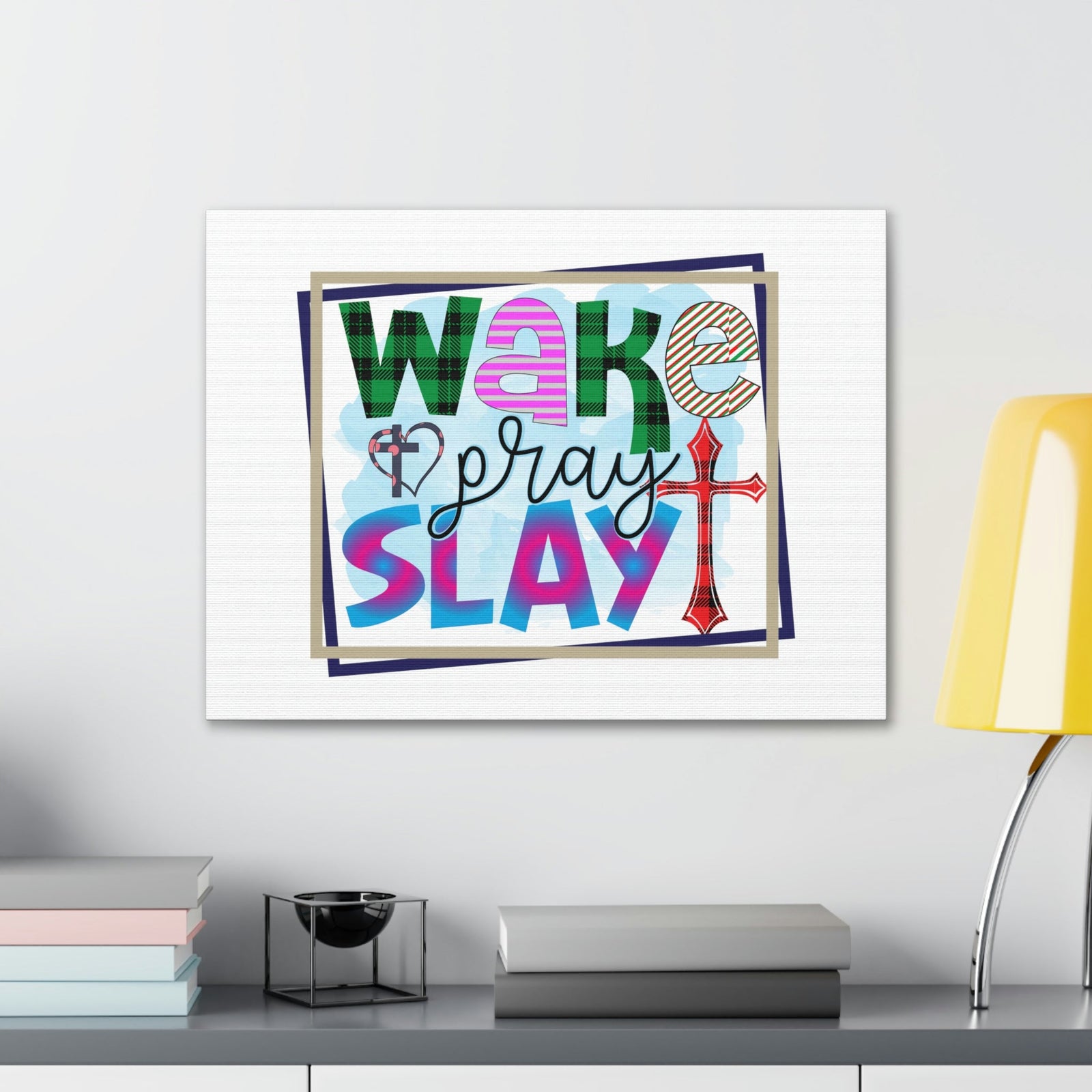 Scripture Walls Wake, Pray, Slay Luke 21:36 Square Christian Wall Art Bible Verse Print Ready to Hang Unframed-Express Your Love Gifts