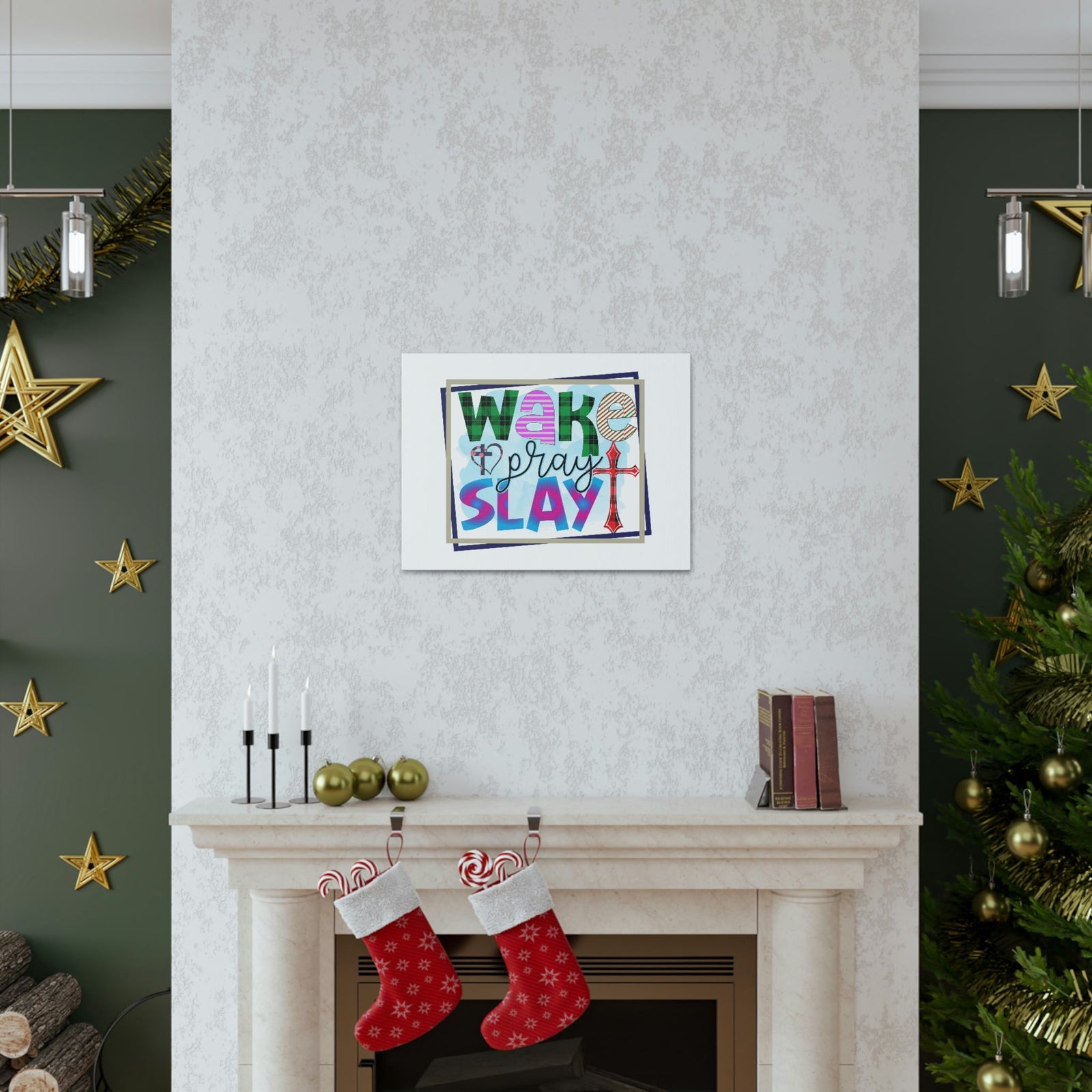 Scripture Walls Wake, Pray, Slay Luke 21:36 Square Christian Wall Art Bible Verse Print Ready to Hang Unframed-Express Your Love Gifts