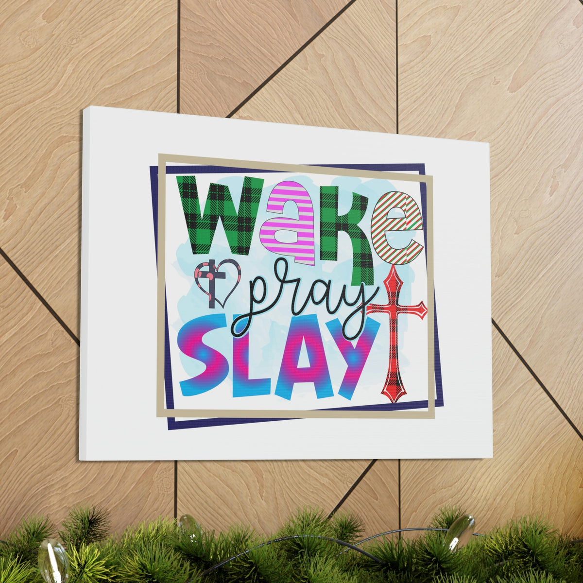 Scripture Walls Wake, Pray, Slay Luke 21:36 Square Christian Wall Art Bible Verse Print Ready to Hang Unframed-Express Your Love Gifts