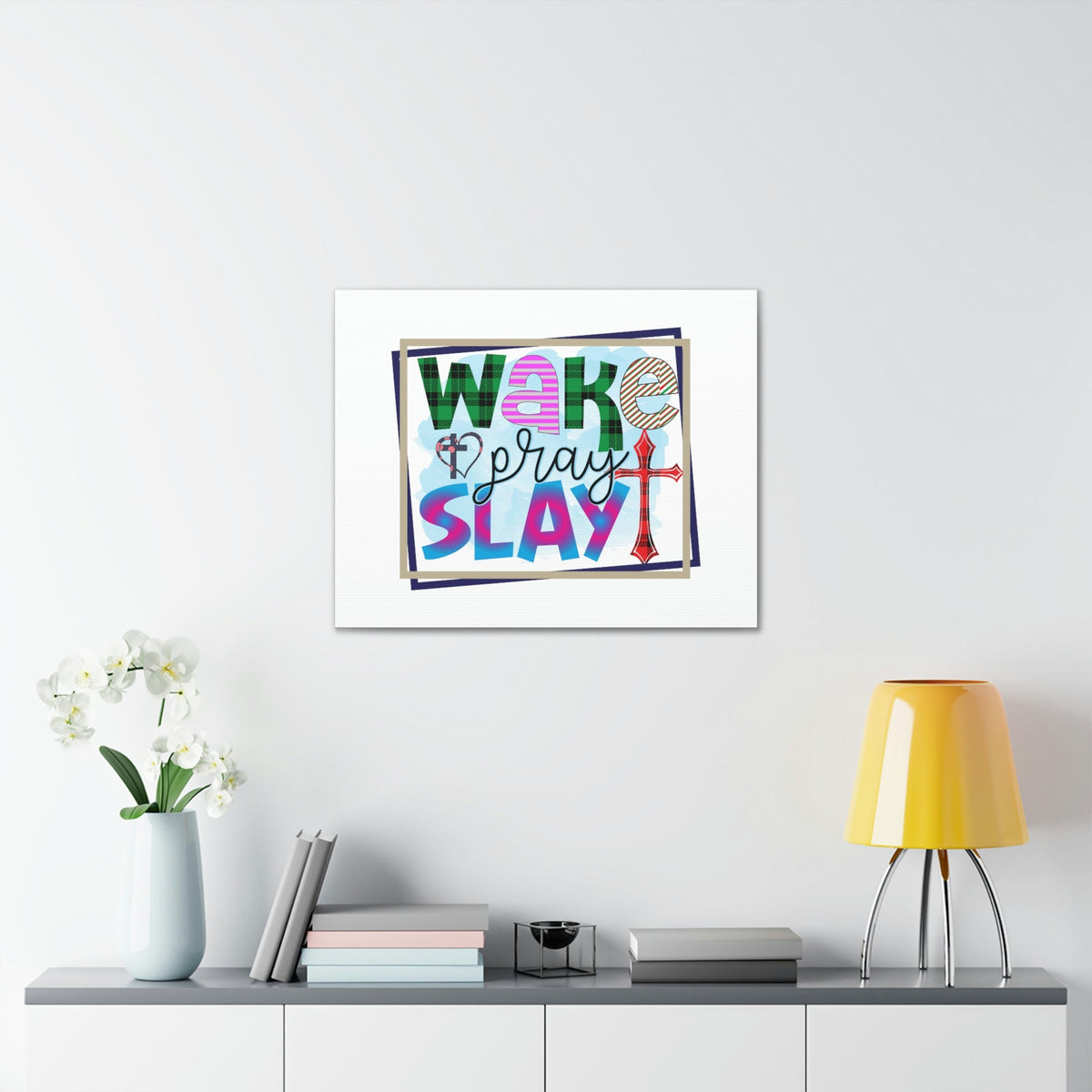 Scripture Walls Wake, Pray, Slay Luke 21:36 Square Christian Wall Art Bible Verse Print Ready to Hang Unframed-Express Your Love Gifts