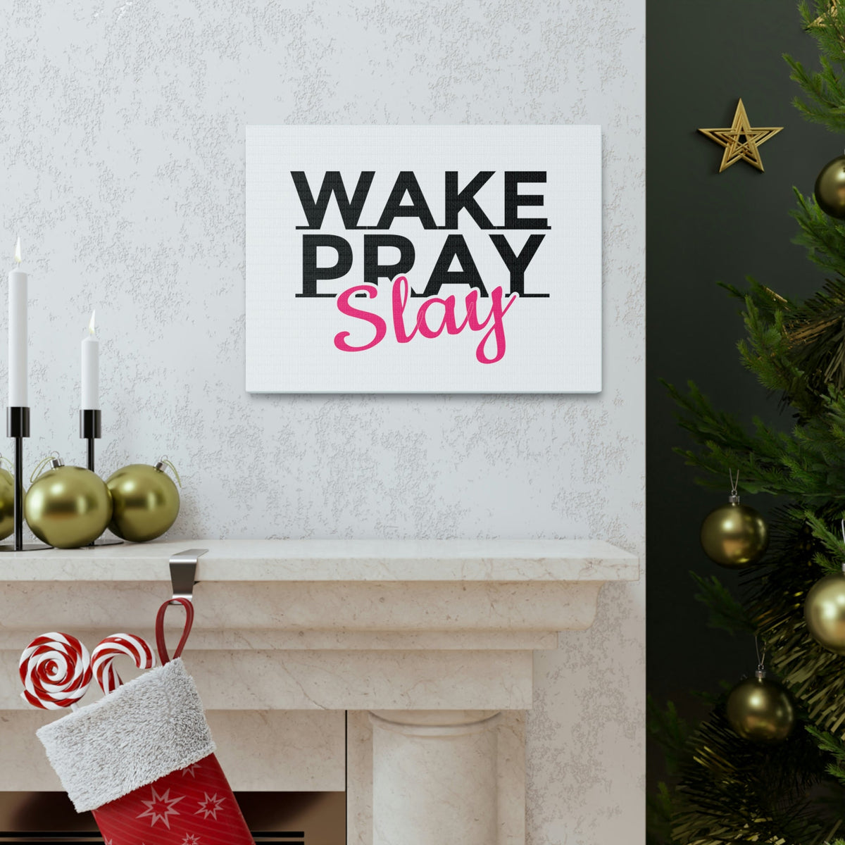 Scripture Walls Wake Pray Slay Psalm 143:8 Christian Wall Art Print Ready to Hang Unframed-Express Your Love Gifts