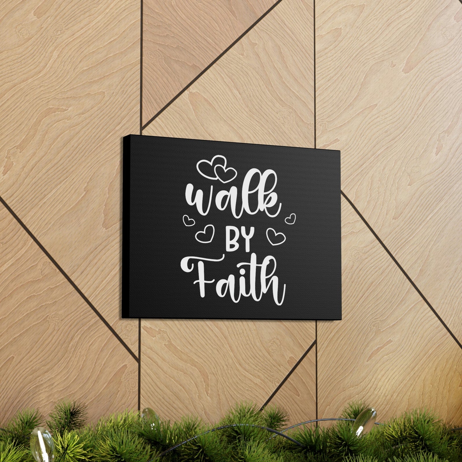 Scripture Walls Walk By Faith 2 Corinthians 5:7 Hearts Black Christian Wall Art Bible Verse Print Ready to Hang Unframed-Express Your Love Gifts