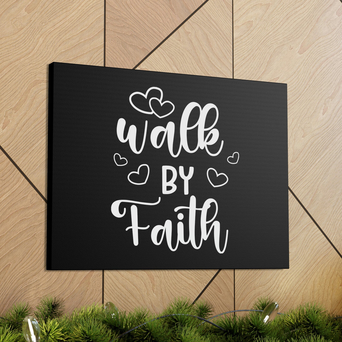 Scripture Walls Walk By Faith 2 Corinthians 5:7 Hearts Black Christian Wall Art Bible Verse Print Ready to Hang Unframed-Express Your Love Gifts