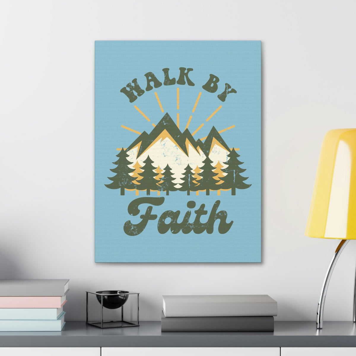 Scripture Walls Walk By Faith 2 Corinthians 5:7 Mountain Rays Christian Wall Art Bible Verse Print Ready to Hang Unframed-Express Your Love Gifts