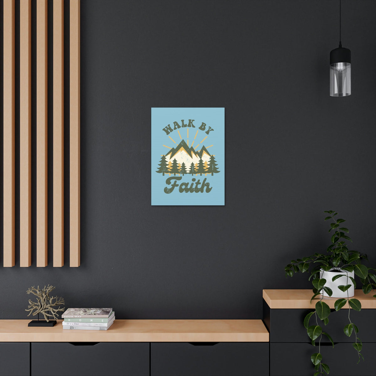 Scripture Walls Walk By Faith 2 Corinthians 5:7 Mountain Rays Christian Wall Art Bible Verse Print Ready to Hang Unframed-Express Your Love Gifts