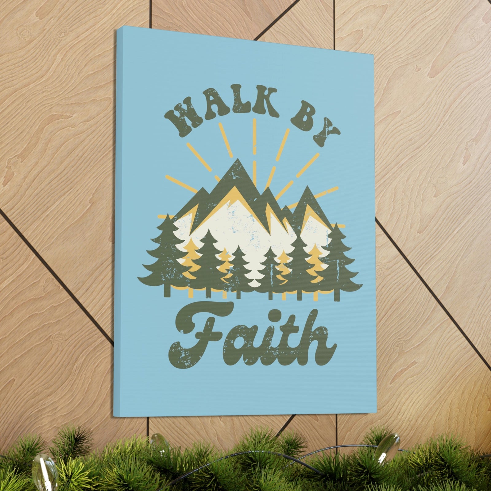 Scripture Walls Walk By Faith 2 Corinthians 5:7 Mountain Rays Christian Wall Art Bible Verse Print Ready to Hang Unframed-Express Your Love Gifts
