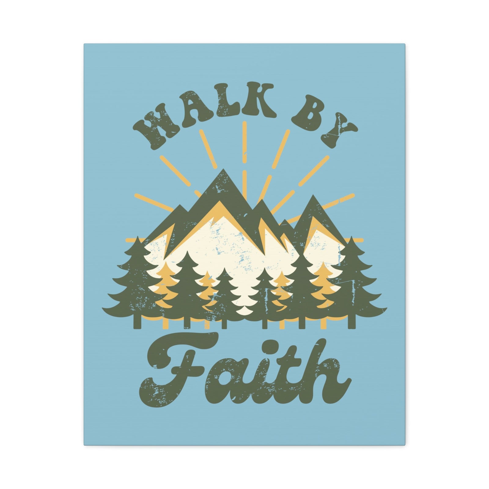 Scripture Walls Walk By Faith 2 Corinthians 5:7 Mountain Rays Christian Wall Art Bible Verse Print Ready to Hang Unframed-Express Your Love Gifts