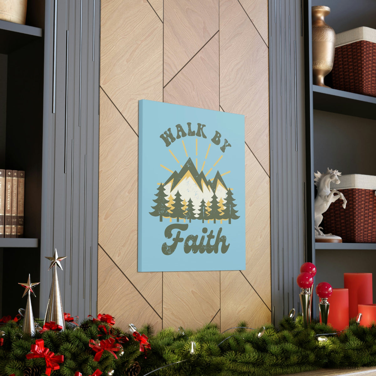 Scripture Walls Walk By Faith 2 Corinthians 5:7 Mountain Rays Christian Wall Art Bible Verse Print Ready to Hang Unframed-Express Your Love Gifts