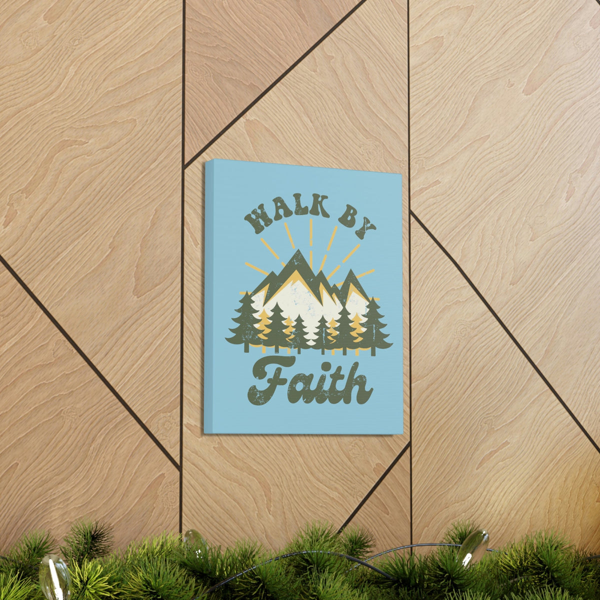 Scripture Walls Walk By Faith 2 Corinthians 5:7 Mountain Rays Christian Wall Art Bible Verse Print Ready to Hang Unframed-Express Your Love Gifts