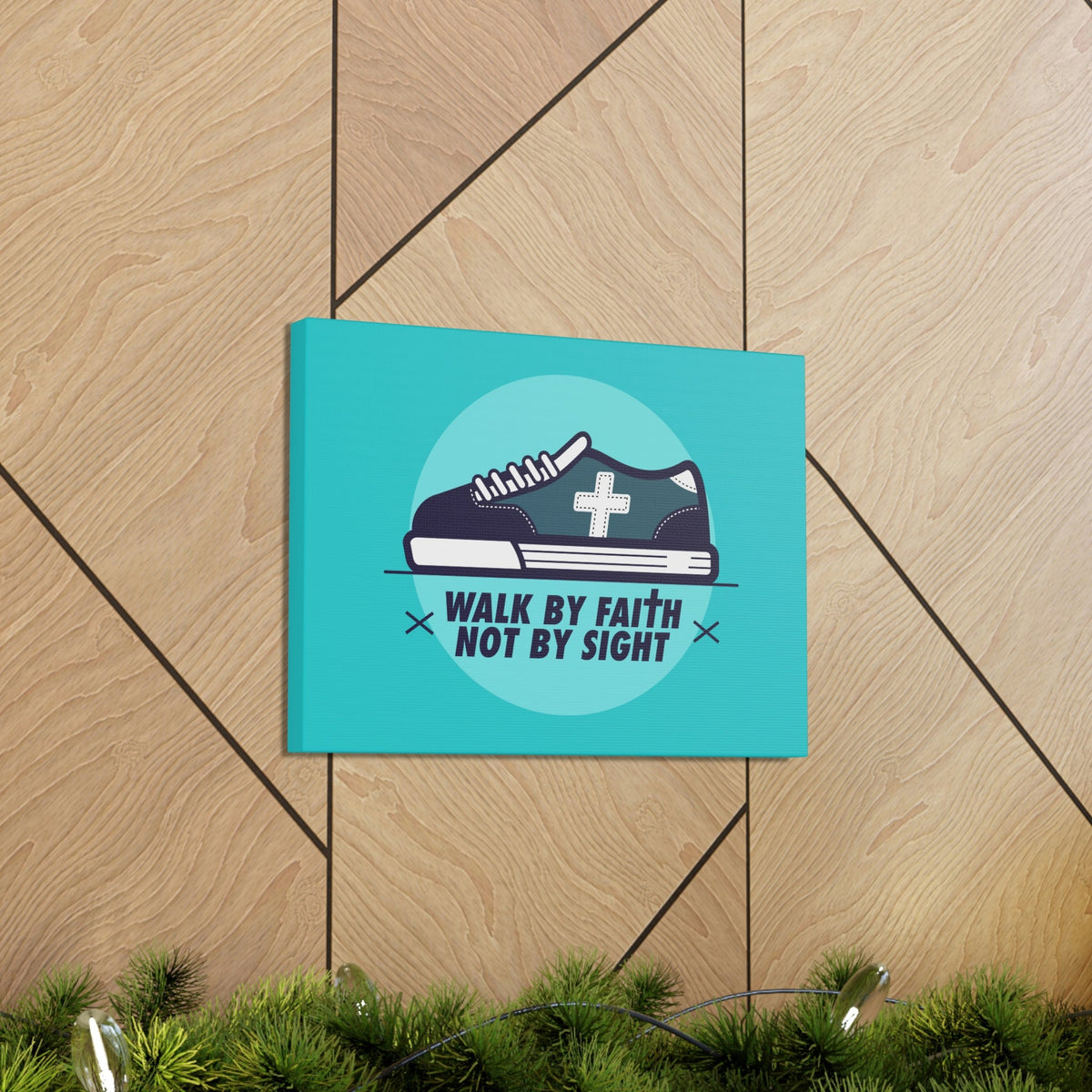 Scripture Walls Walk By Faith Not By Sight 2 Corinthians 5:7 Blue Shoes Christian Wall Art Bible Verse Print Ready to Hang Unframed-Express Your Love Gifts