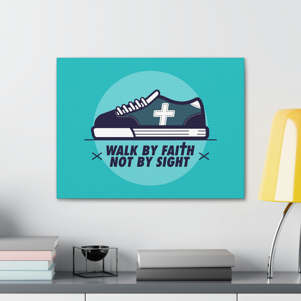Scripture Walls Walk By Faith Not By Sight 2 Corinthians 5:7 Blue Shoes Christian Wall Art Bible Verse Print Ready to Hang Unframed-Express Your Love Gifts