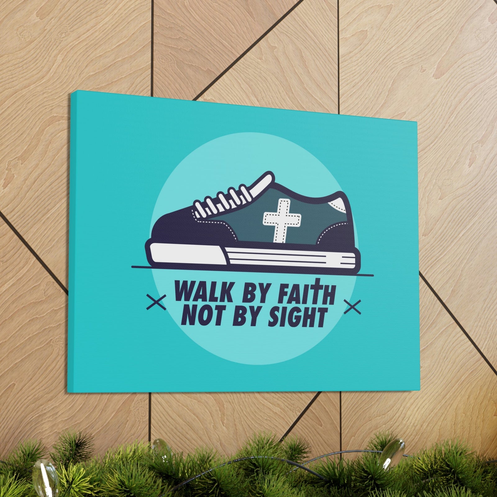 Scripture Walls Walk By Faith Not By Sight 2 Corinthians 5:7 Blue Shoes Christian Wall Art Bible Verse Print Ready to Hang Unframed-Express Your Love Gifts
