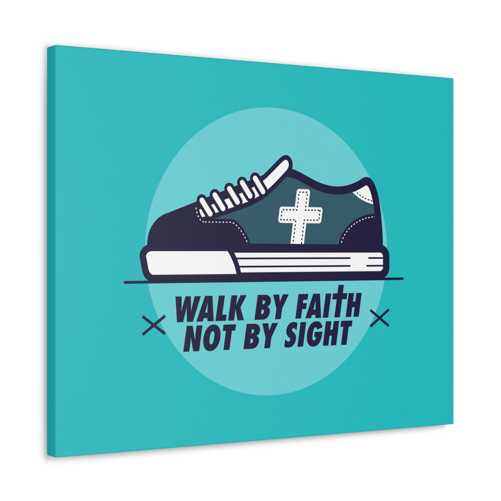Scripture Walls Walk By Faith Not By Sight 2 Corinthians 5:7 Blue Shoes Christian Wall Art Bible Verse Print Ready to Hang Unframed-Express Your Love Gifts