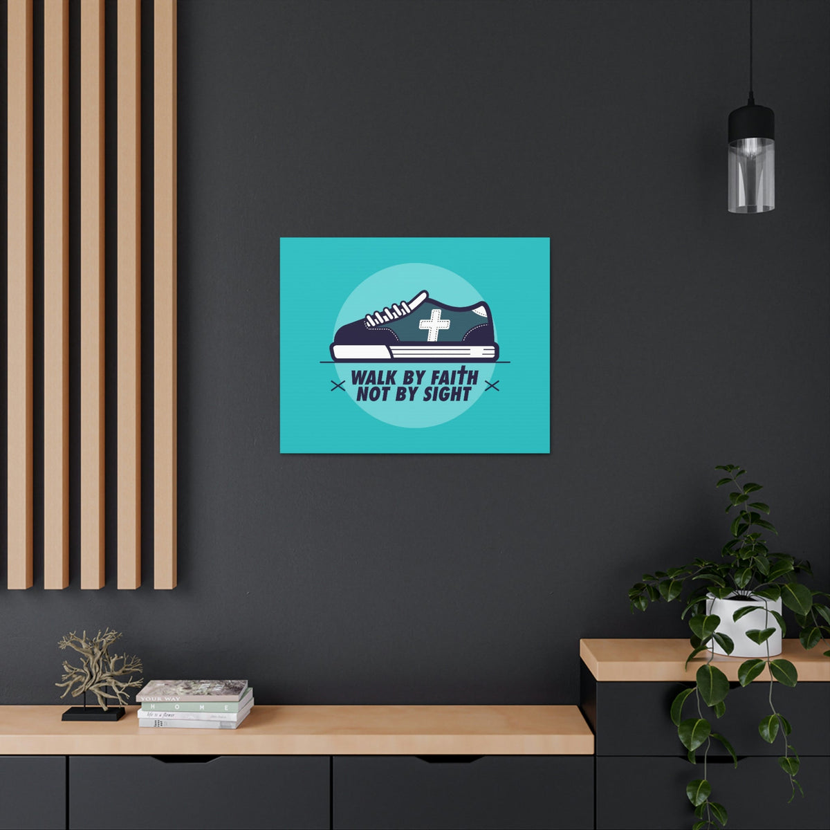 Scripture Walls Walk By Faith Not By Sight 2 Corinthians 5:7 Blue Shoes Christian Wall Art Bible Verse Print Ready to Hang Unframed-Express Your Love Gifts