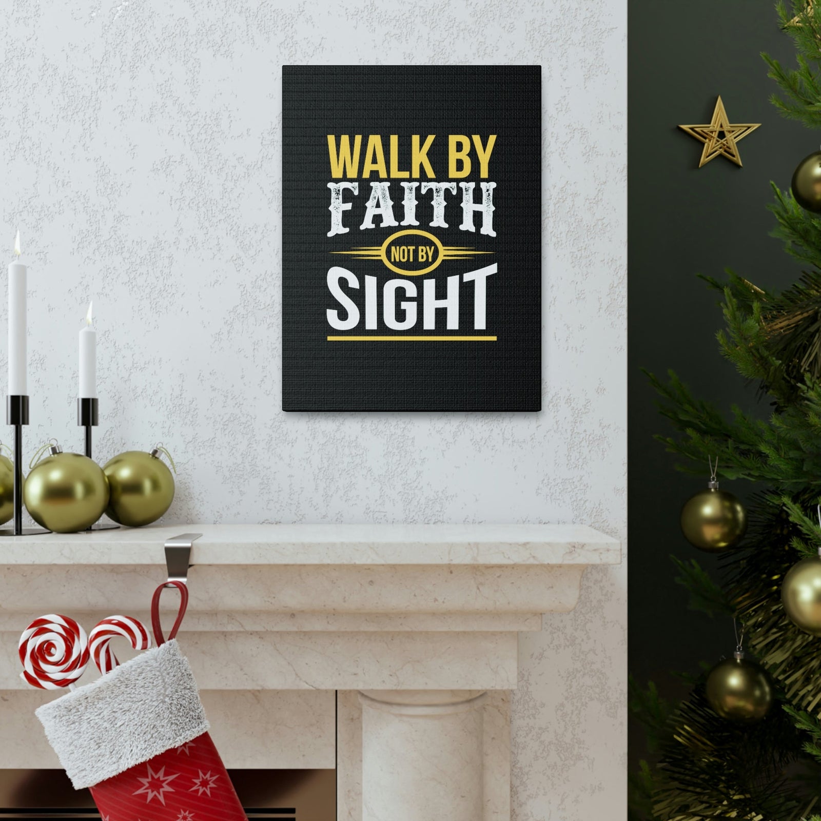 Scripture Walls Walk By Faith Not By Sight 2 Corinthians 5:7 Orange Christian Wall Art Bible Verse Print Ready to Hang Unframed-Express Your Love Gifts