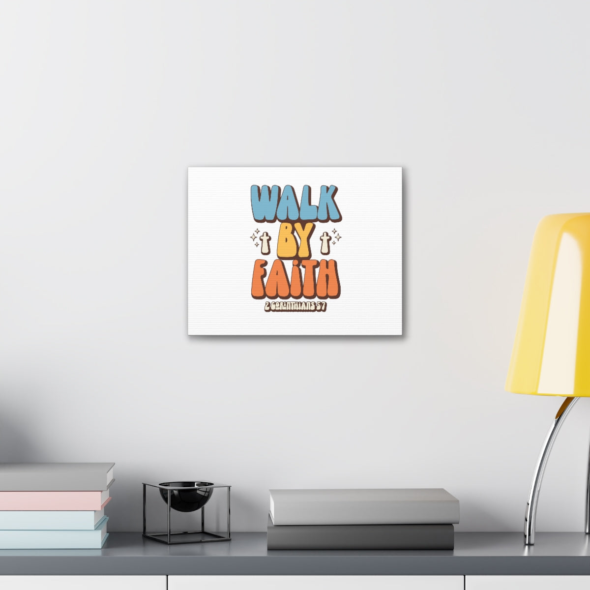 Scripture Walls Walk By Faith White 2 Corinthians 5:7 Bible Verse Canvas Christian Wall Art Ready to Hang Unframed-Express Your Love Gifts