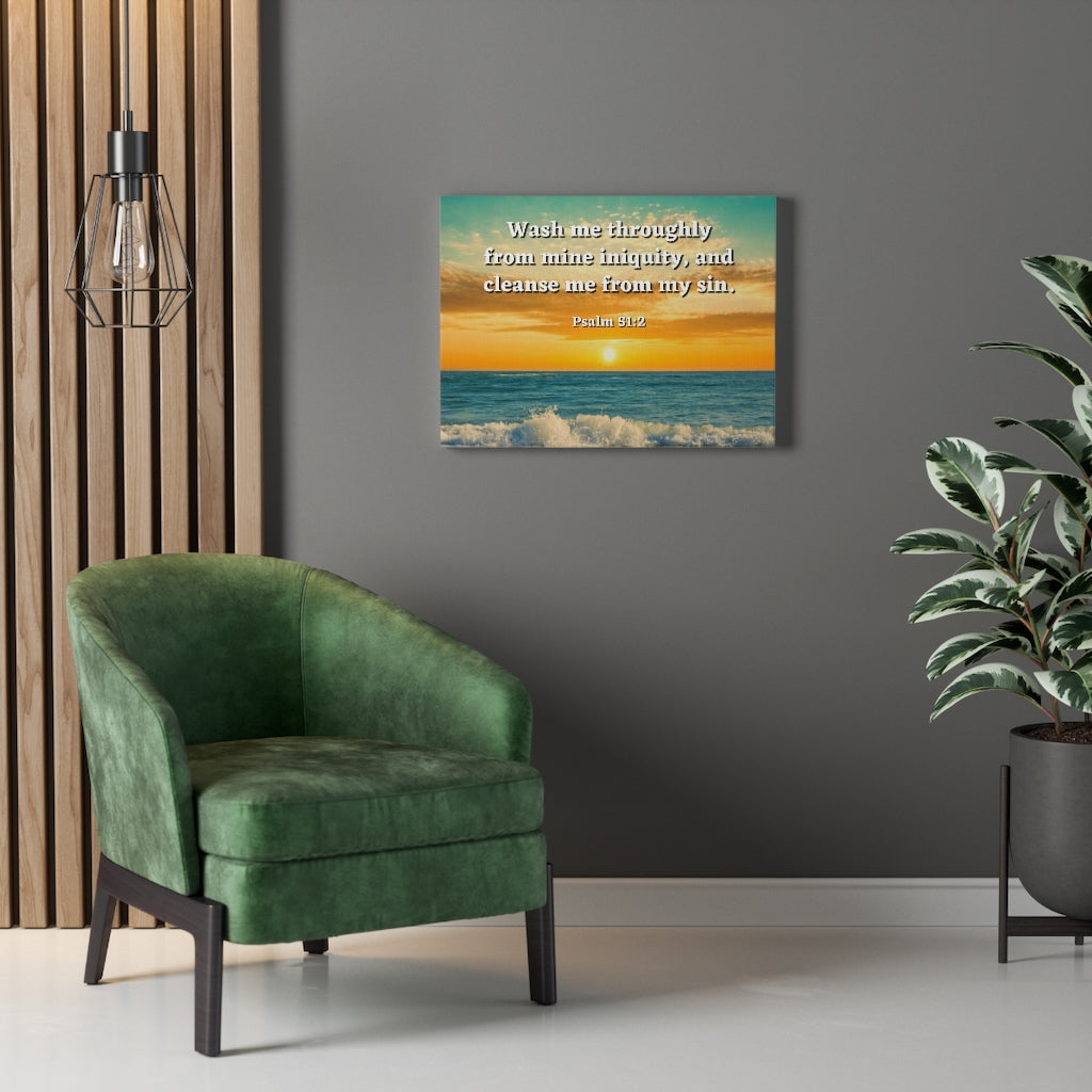 Scripture Walls Washed Away Psalm 51:2 Bible Verse Canvas Christian Wall Art Ready to Hang Unframed-Express Your Love Gifts