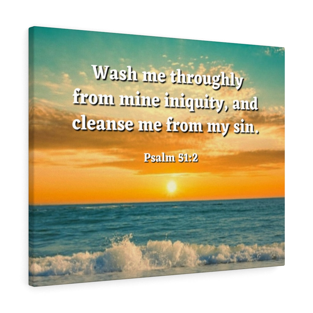 Scripture Walls Washed Away Psalm 51:2 Bible Verse Canvas Christian Wall Art Ready to Hang Unframed-Express Your Love Gifts