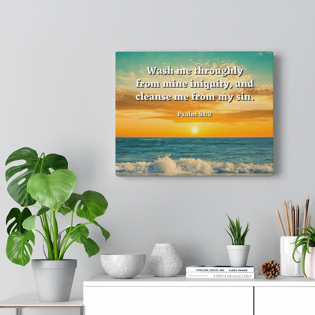 Scripture Walls Washed Away Psalm 51:2 Bible Verse Canvas Christian Wall Art Ready to Hang Unframed-Express Your Love Gifts