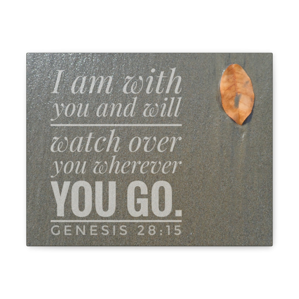 Scripture Walls Watch Over You Genesis 28:15 Bible Verse Canvas Christian Wall Art Ready to Hang Unframed-Express Your Love Gifts