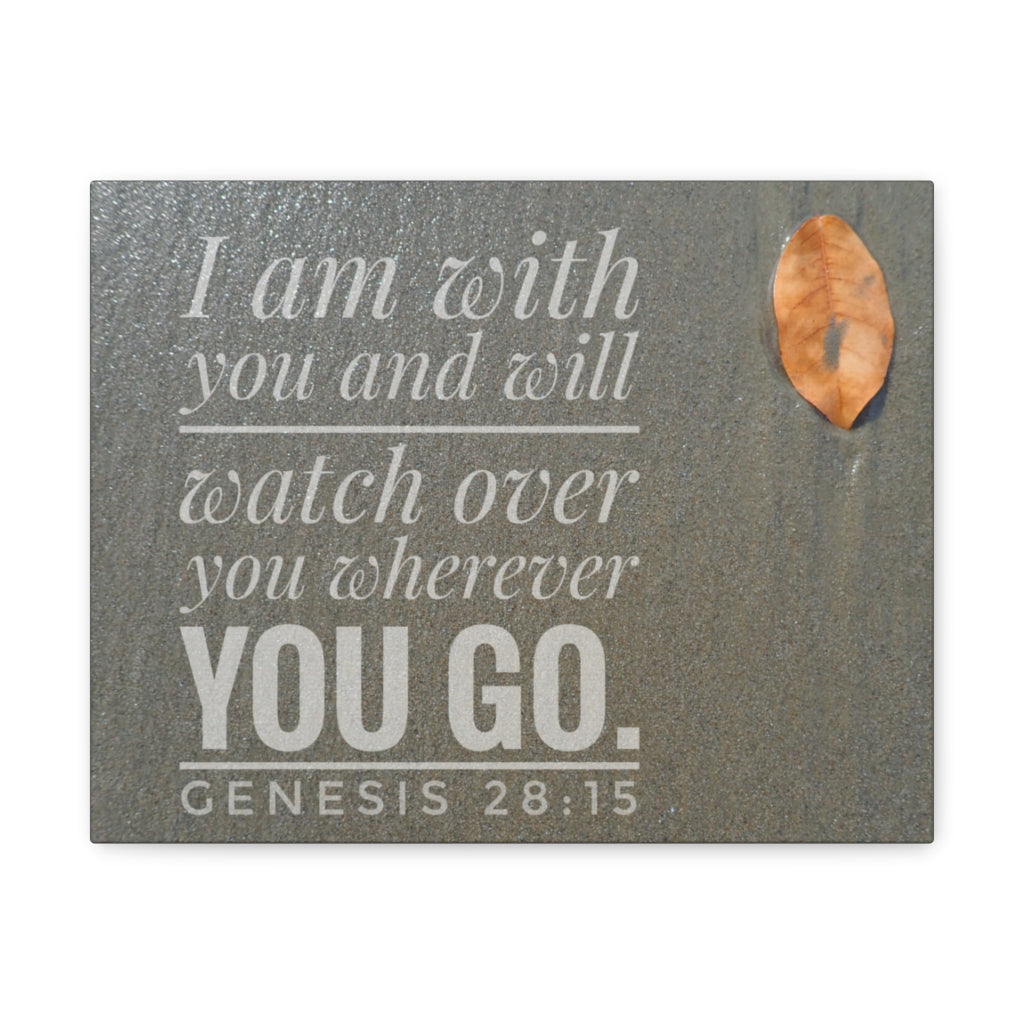 Scripture Walls Watch Over You Genesis 28:15 Bible Verse Canvas Christian Wall Art Ready to Hang Unframed-Express Your Love Gifts