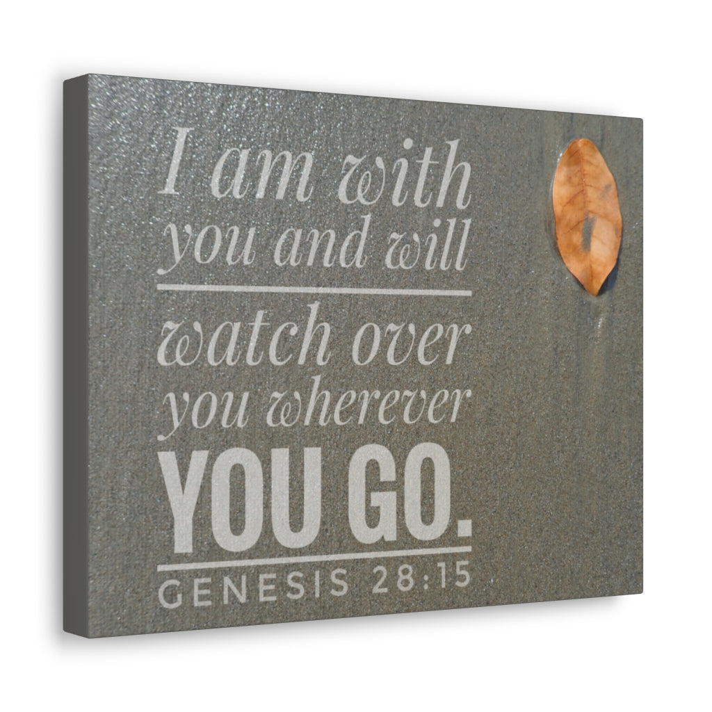 Scripture Walls Watch Over You Genesis 28:15 Bible Verse Canvas Christian Wall Art Ready to Hang Unframed-Express Your Love Gifts