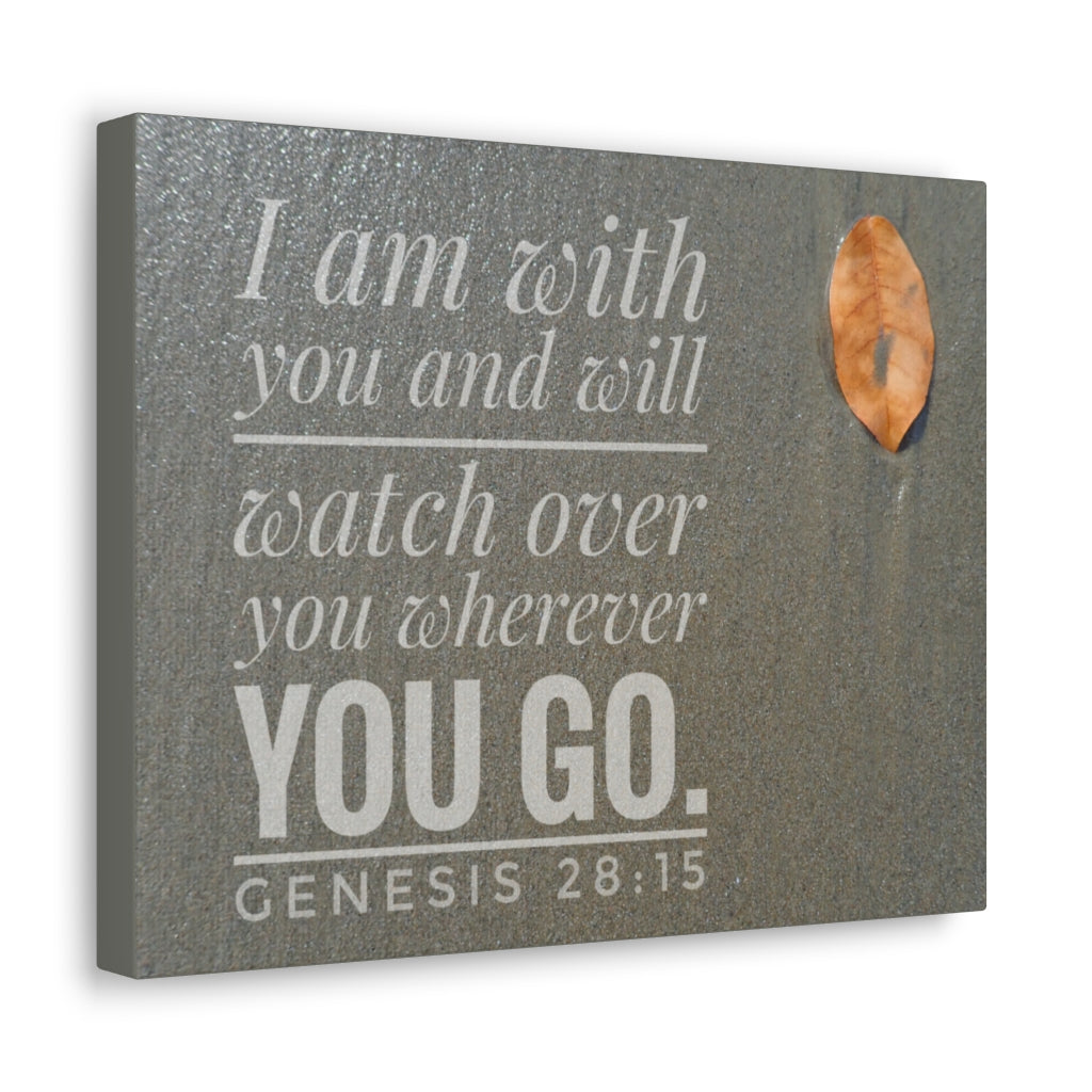 Scripture Walls Watch Over You Genesis 28:15 Bible Verse Canvas Christian Wall Art Ready to Hang Unframed-Express Your Love Gifts