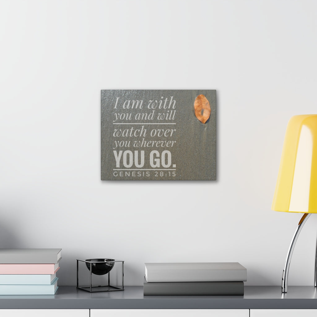 Scripture Walls Watch Over You Genesis 28:15 Bible Verse Canvas Christian Wall Art Ready to Hang Unframed-Express Your Love Gifts