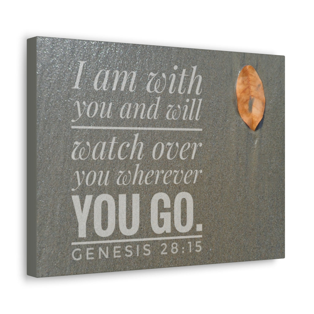 Scripture Walls Watch Over You Genesis 28:15 Bible Verse Canvas Christian Wall Art Ready to Hang Unframed-Express Your Love Gifts