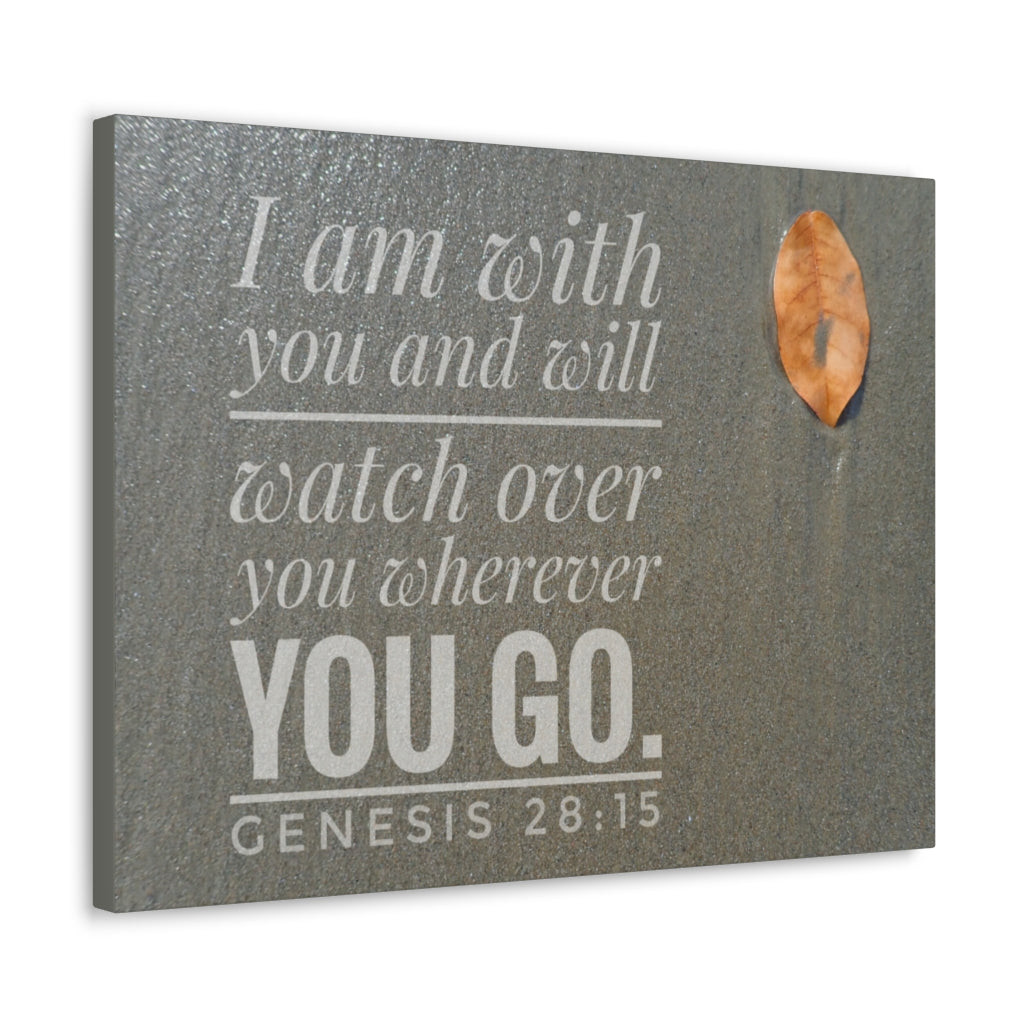 Scripture Walls Watch Over You Genesis 28:15 Bible Verse Canvas Christian Wall Art Ready to Hang Unframed-Express Your Love Gifts