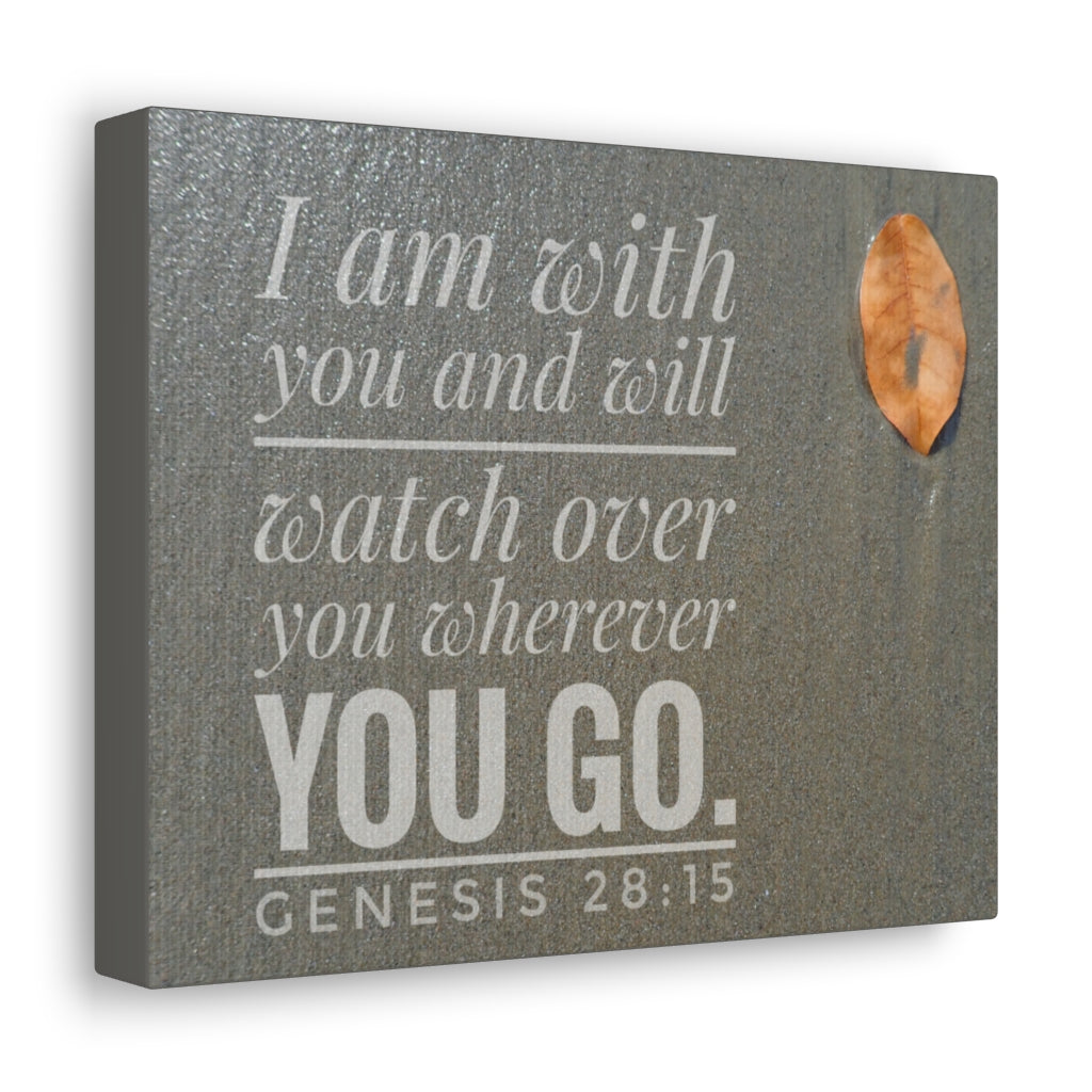 Scripture Walls Watch Over You Genesis 28:15 Bible Verse Canvas Christian Wall Art Ready to Hang Unframed-Express Your Love Gifts