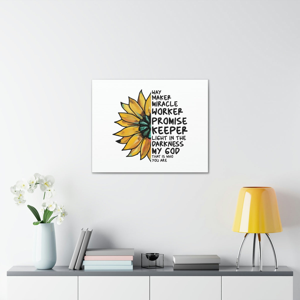 Scripture Walls Way Maker, Miracle Worker 1 John 1:5 Yellow Flower Christian Wall Art Bible Verse Print Ready to Hang Unframed-Express Your Love Gifts