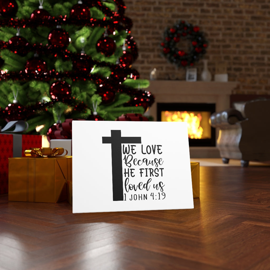Scripture Walls We Love 1 John 4:19 Bible Verse Canvas Christian Wall Art Ready to Hang Unframed-Express Your Love Gifts