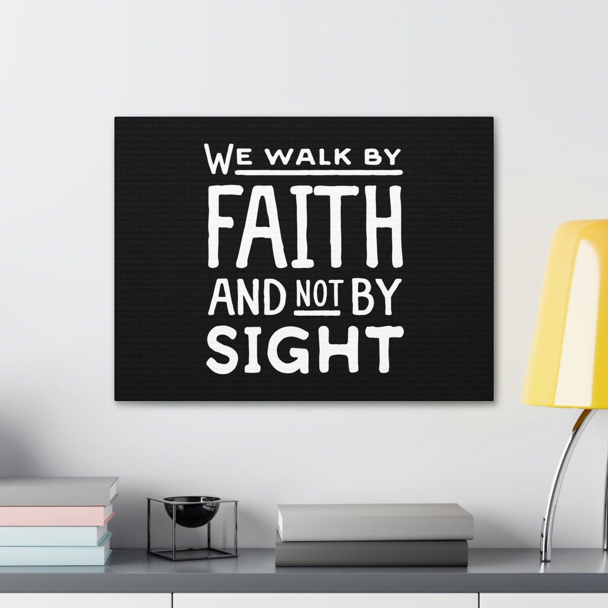 Scripture Walls We Walk By Faith 2 Corinthians 5:7 Underlined Black Christian Wall Art Bible Verse Print Ready to Hang Unframed-Express Your Love Gifts