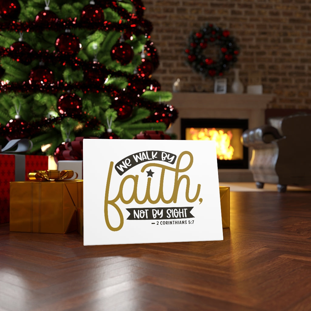 Scripture Walls We Walk By Faith Gold 2 Corinthians 5:7 Bible Verse Canvas Christian Wall Art Ready to Hang Unframed-Express Your Love Gifts